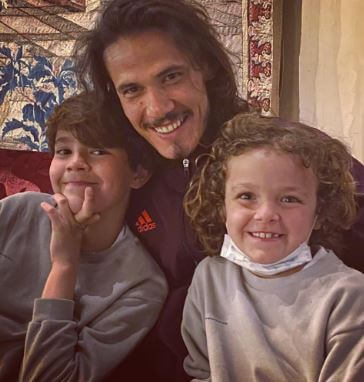 Maria Soledad Cabris Yarrus ex-husband Edinson Cavani and sons Bautista and Lucas.